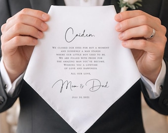 Son Wedding Gift: Personalized Wedding Handkerchief Gift for Son from Mom, from Parents, Wedding Hankerchief for Son, Wedding Gift for Son
