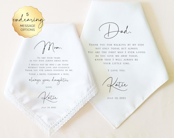 Cadeau père de la mariée, cadeau mère de la mariée, mouchoir de mariage personnalisé, cadeaux de mariage pour parents, souvenir de mariage