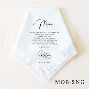 Father of the Bride Gift, Mother of the Bride Gift, Personalized Wedding Handkerchief, Wedding Gifts for Parents, Wedding Keepsake MOB-2NG ONLY