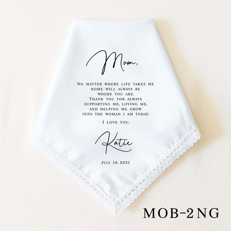 Father of the Bride Gift, Mother of the Bride Gift, Personalized Wedding Handkerchief, Wedding Gifts for Parents, Wedding Keepsake MOB-2NG ONLY