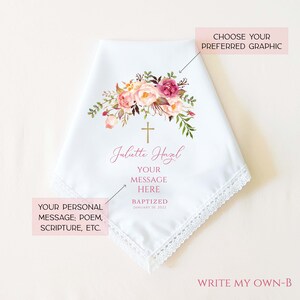 Baptism Gift Girl, Personalized Baptism Handkerchief Gift for Girl, Baptism Gift for Goddaughter, Christening Gift for Girl, Dedication Gift image 4