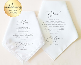 Cadeau mère de la mariée, cadeau père de la mariée, mouchoir de mariage personnalisé, cadeaux de mariage pour parents, souvenir de mariage