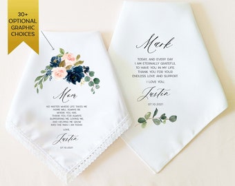 Mother of the Groom Gift, Stepfather of the Groom Gift, Personalized Wedding Handkerchief, Wedding Gift for Mom, Wedding Gift for Stepdad