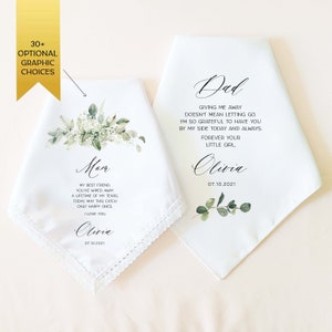 CUSTOM MESSAGE Wedding Handkerchief Gift for Parents of the Bride, Mother of the Bride Gift, Father of the Bride Gift, Parents Wedding Gift image 1