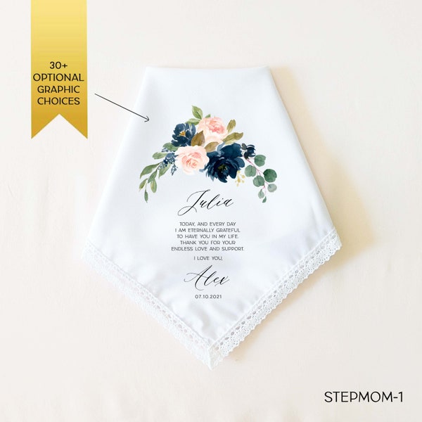 Stepmother of the Bride Gift, Stepmother of the Groom Gift, Personalized Wedding Handkerchief Gift for Stepmother, Wedding Gift for Stepmom