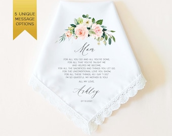 MOTHER of THE BRIDE Gift! Personalized Wedding Handkerchief Gift for Mother of the Bride from Daughter, Wedding Gift for Mom from Bride