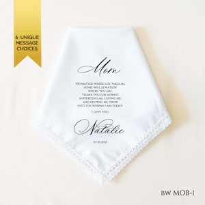 MOTHER of the BRIDE Gift, Personalized Wedding Handkerchief, Wedding Gift for Mom from Daughter, Wedding Gift for Mother of the Bride,