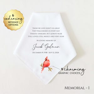 Sympathy Gift for Loss of Loved One, Personalized Remembrance Handkerchief, Bereavement Gift, Memorial Gift, Loss of Parent, Loss of Child