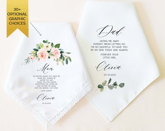 CUSTOM MESSAGE Wedding Handkerchief Gift for Parents of the Bride, Mother of the Bride Gift, Father of the Bride Gift, Gift from Daughter