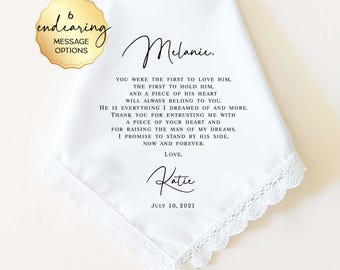 Mother In Law Wedding Gift, Mother in Law Gift from Bride, from Daughter in Law, Personalized Wedding Handkerchief, Wedding Keepsake