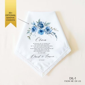 DAUGHTER IN LAW Wedding Gift from Mother In Law, Personalized Wedding Handkerchief, Gift for Daughter In Law on Wedding Day from In Laws