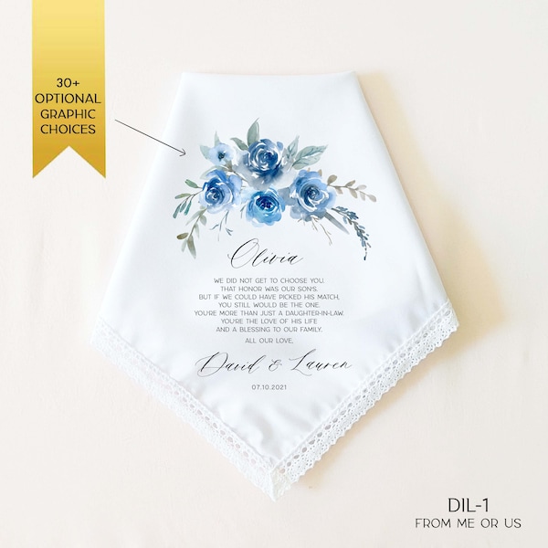 DAUGHTER IN LAW Wedding Gift from Mother In Law, Personalized Wedding Handkerchief, Gift for Daughter In Law on Wedding Day from In Laws