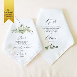 Mother in Law Gift, Father In Law Gift, Personalized Wedding Handkerchief Gift for In Laws, In Law Wedding Gift from Daughter in Law