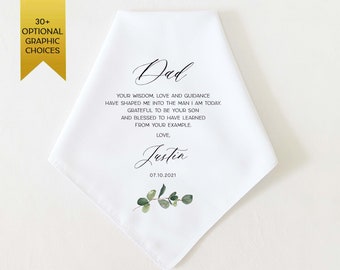 FATHER of the GROOM Gift, Personalized Wedding Handkerchief for Father of the Groom, Wedding Gift for Dad from Son, Gift for Dad from Groom