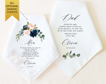Mother of the Bride Gift, Father of the Bride Gift, Personalized Wedding Handkerchief Gift for Parents of the Bride, Wedding Gift Parents