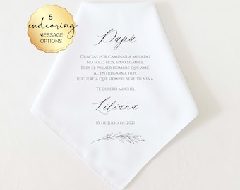 SPANISH Father of the Bride Gift, Wedding Handkerchief Gift for Padre del Novio, Papá del Novio, Regalo de Boda