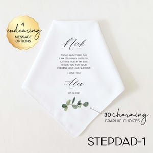 Stepfather of the Bride or Groom Wedding Handkerchief Gift: Personalized Wedding Gift for Step Father, Stepdad, Step Dad, Bonus Dad
