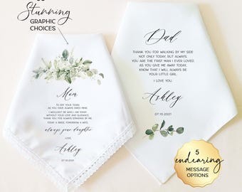 Cadeau mère de la mariée, cadeau père de la mariée, mouchoir de mariage personnalisé pour parents, souvenir de mariage