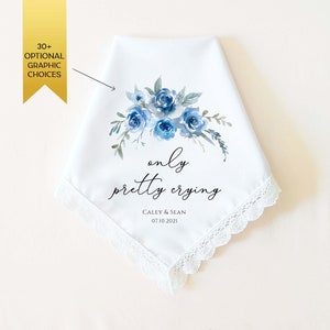 Something Blue for Bride, Wedding Handkerchief Gift for Bride, Mother of the Bride, Bridal Party Gift, Maid of Honor, Bridal Shower Gift