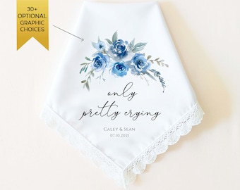 Something Blue for Bride, Wedding Handkerchief Gift for Bride, Mother of the Bride, Bridal Party Gift, Maid of Honor, Bridal Shower Gift