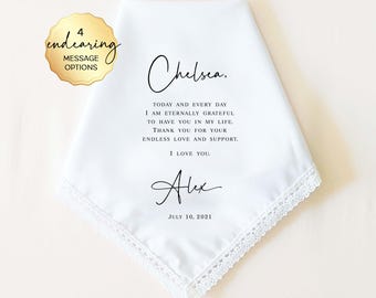 Stepmother of the Bride or Groom Wedding Gift: Personalized Wedding Handkerchief, Wedding Gift for Step Mother, Stepmom, Step Mom, Bonus Mom