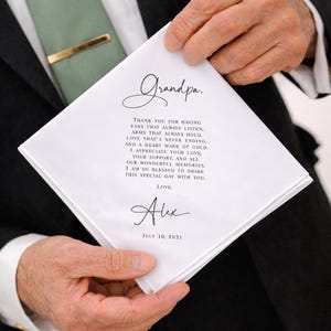 Grandfather of the Bride Gift: Wedding Handkerchief, Wedding Gift for Grandpa of the Bride Groom, Keepsake Wedding Gift