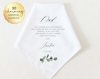 FATHER of the GROOM Gift, Personalized Wedding Handkerchief for Father of the Groom, Wedding Gift for Dad from Son, Gift for Dad from Groom