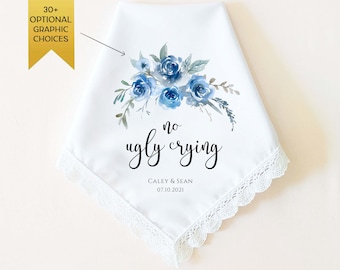 No Ugly Crying Handkerchief, Something Blue for Bride, Mother of the Bride Gift, Bridal Party Gift, Maid of Honor Gift, Bridal Shower Gift