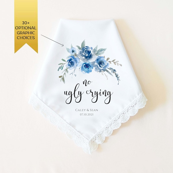 No Ugly Crying Handkerchief, Something Blue for Bride, Mother of the Bride Gift, Bridal Party Gift, Maid of Honor Gift, Bridal Shower Gift