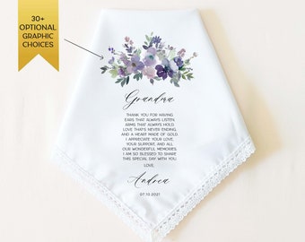 Grandma Wedding Gift, Grandmother of the Bride Gift, Grandmother of the Groom Gift, Wedding Handkerchief Gift for Grandma, Personalized Gift