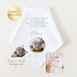 From Your Cat Wedding Handkerchief: Custom Photo Gift for Couple Bride Groom from Cat, Wedding Gift for Cat Lovers