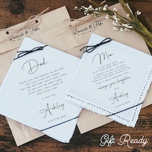 Father of the Bride Gift, Mother of the Bride Gift, Personalized Wedding Handkerchief, Wedding Gifts for Parents, Wedding Keepsake image 14