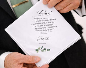 Father of the Groom Gift: Wedding Handkerchief, Father of the Groom Gift from Son, Wedding Gift for Dad, Dad Wedding Gift, Personalized