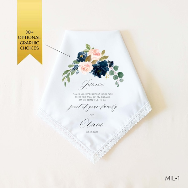 Mother In Law Wedding Gift, Mother of the Groom Gift from Bride, Personalized Wedding Handkerchief Gift for Mother In Law, Thank You Gift