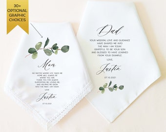 Mother of the Groom Gift, Father of the Groom Gift, Personalized Wedding Handkerchief Gift for Parents of the Groom from Son, Wedding Gift