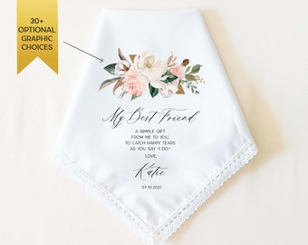 Wedding Gift for Bride from Maid of Honor, from Best Friend, from Bridesmaid, Personalized Wedding Handkerchief, Bridal Shower, Bride Gift