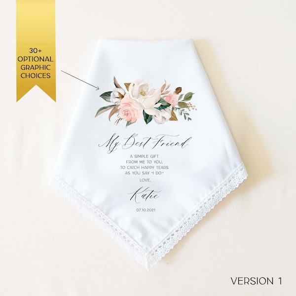 Wedding Gift for Bride from Maid of Honor, from Best Friend, from Bridesmaid, Personalized Wedding Handkerchief, Bridal Shower, Bride Gift
