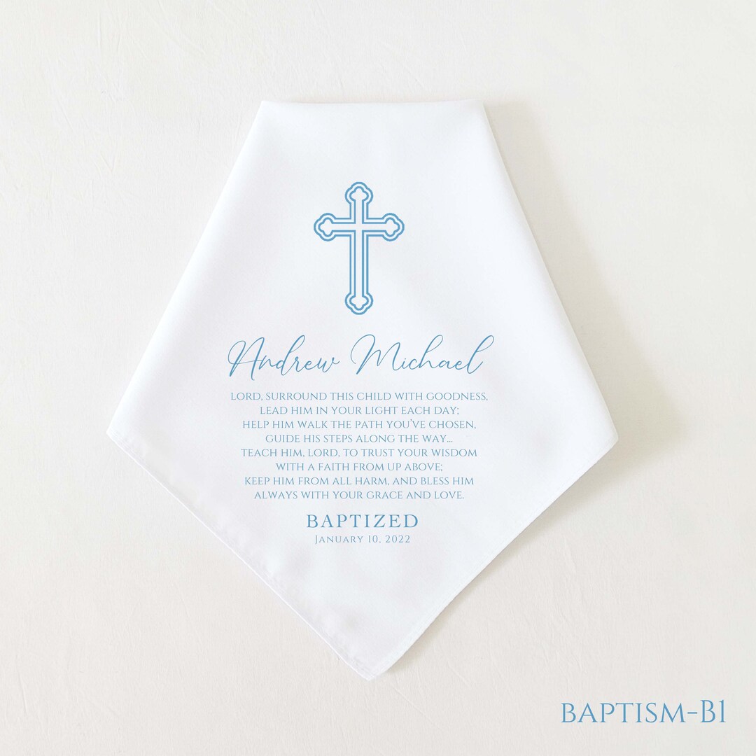 Baptism Gift Boy Personalized Baptism Handkerchief Gift for Etsy