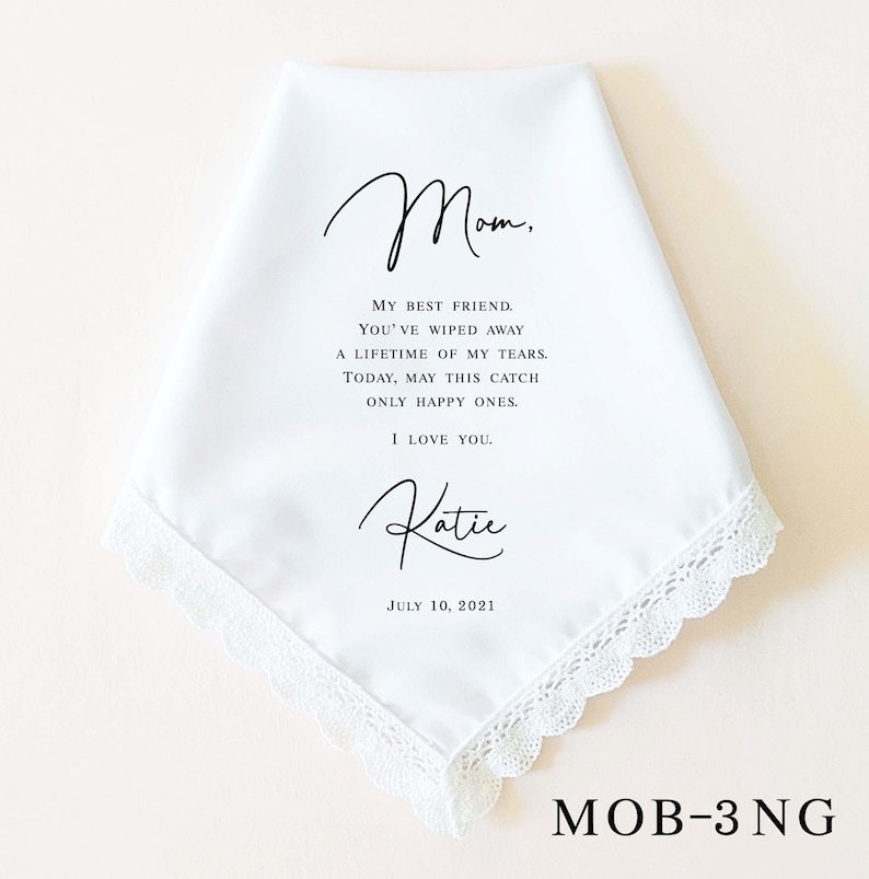 Father of the Bride Gift, Mother of the Bride Gift, Personalized Wedding Handkerchief, Wedding Gifts for Parents, Wedding Keepsake MOB-3NG ONLY