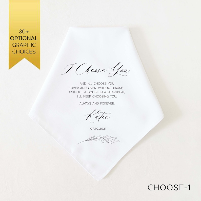 I CHOOSE YOU Groom Gift from Bride on Wedding Day, Personalized Wedding Handkerchief Gift Groom, Wedding Gift Groom, Groom Pocket Square Choose-1