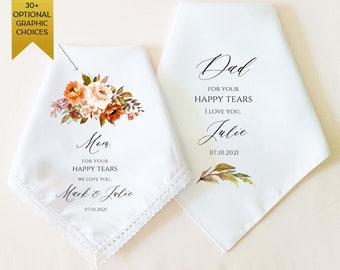 Mother of the Bride Wedding Gift, Mother of the Groom, For Happy Tears Handkerchief, Personalized Wedding Gift for Parents, Wedding Favor