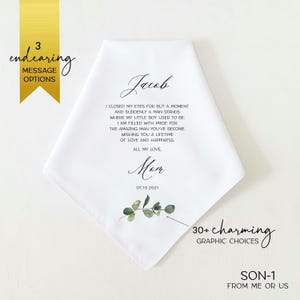Wedding Gift for SON from Parents. Wedding Gift for Son from Mom and Dad. Personalized Wedding Handkerchief, Son Wedding Day Gift, Son Gift