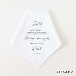 I CHOOSE YOU Groom Gift from Bride on Wedding Day, Personalized Wedding Handkerchief Gift Groom, Wedding Gift Groom, Groom Pocket Square Choose-2