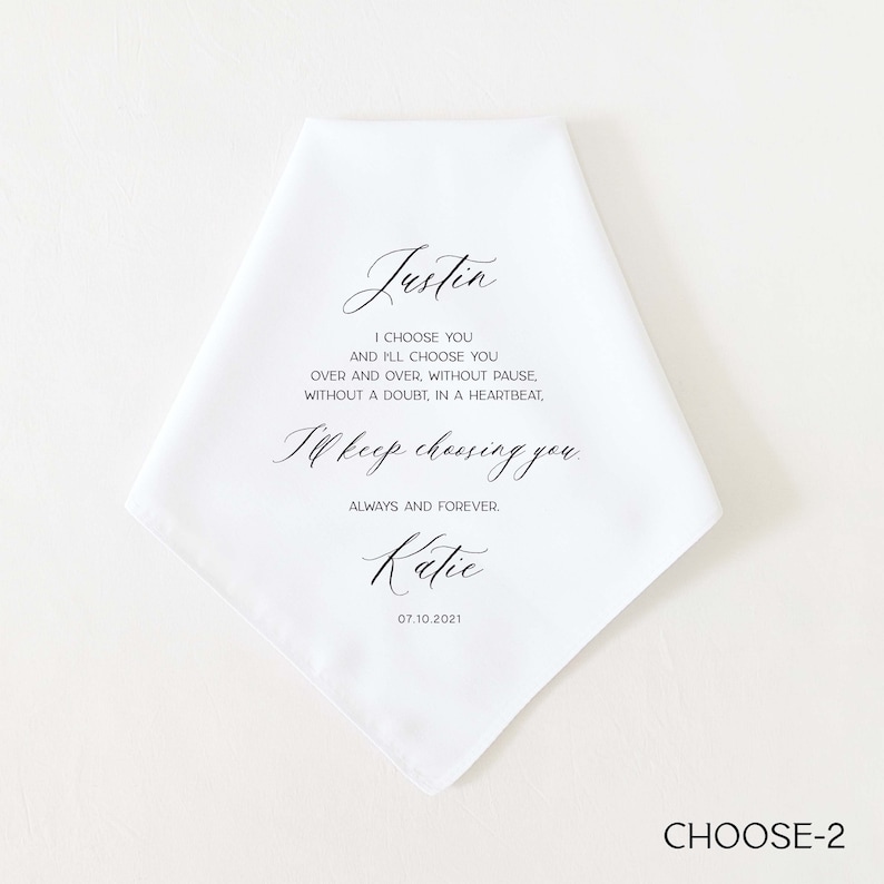 I CHOOSE YOU Groom Gift from Bride on Wedding Day, Personalized Wedding Handkerchief Gift Groom, Wedding Gift Groom, Groom Pocket Square Choose-2