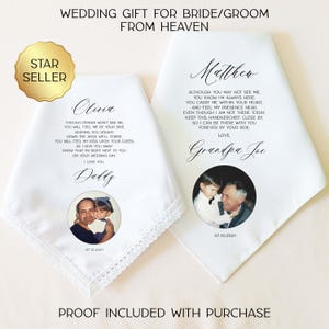 CUSTOM PHOTO Memorial Wedding Gift for Bride, for Groom, Memorial Wedding Handkerchief from Deceased Parent, Grandparent, Lost Loved One