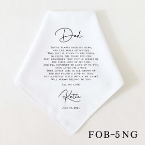 Father of the Bride Gift, Mother of the Bride Gift, Personalized Wedding Handkerchief, Wedding Gifts for Parents, Wedding Keepsake FOB-5NG ONLY