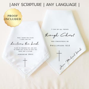 Personalized Scripture Handkerchief: Christian Gifts for Women, Christian Gifts for Men, Bible Verse, Inspirational Gifts, Religious Gifts