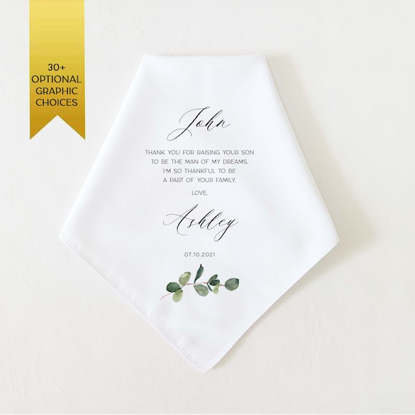 Father In Law Wedding Gift, Father of the Groom Gift from Bride, Personalized Wedding Handkerchief Gift for Father In Law, Thank You Gift