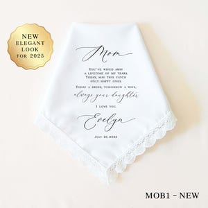 Mother of the Bride Gift, Personalized Wedding Handkerchief for Mom on Wedding Day, Wedding Gift for Mom, Gift for Mother of the Bride