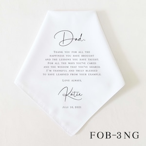 Father of the Bride Gift, Mother of the Bride Gift, Personalized Wedding Handkerchief, Wedding Gifts for Parents, Wedding Keepsake FOB-3NG ONLY